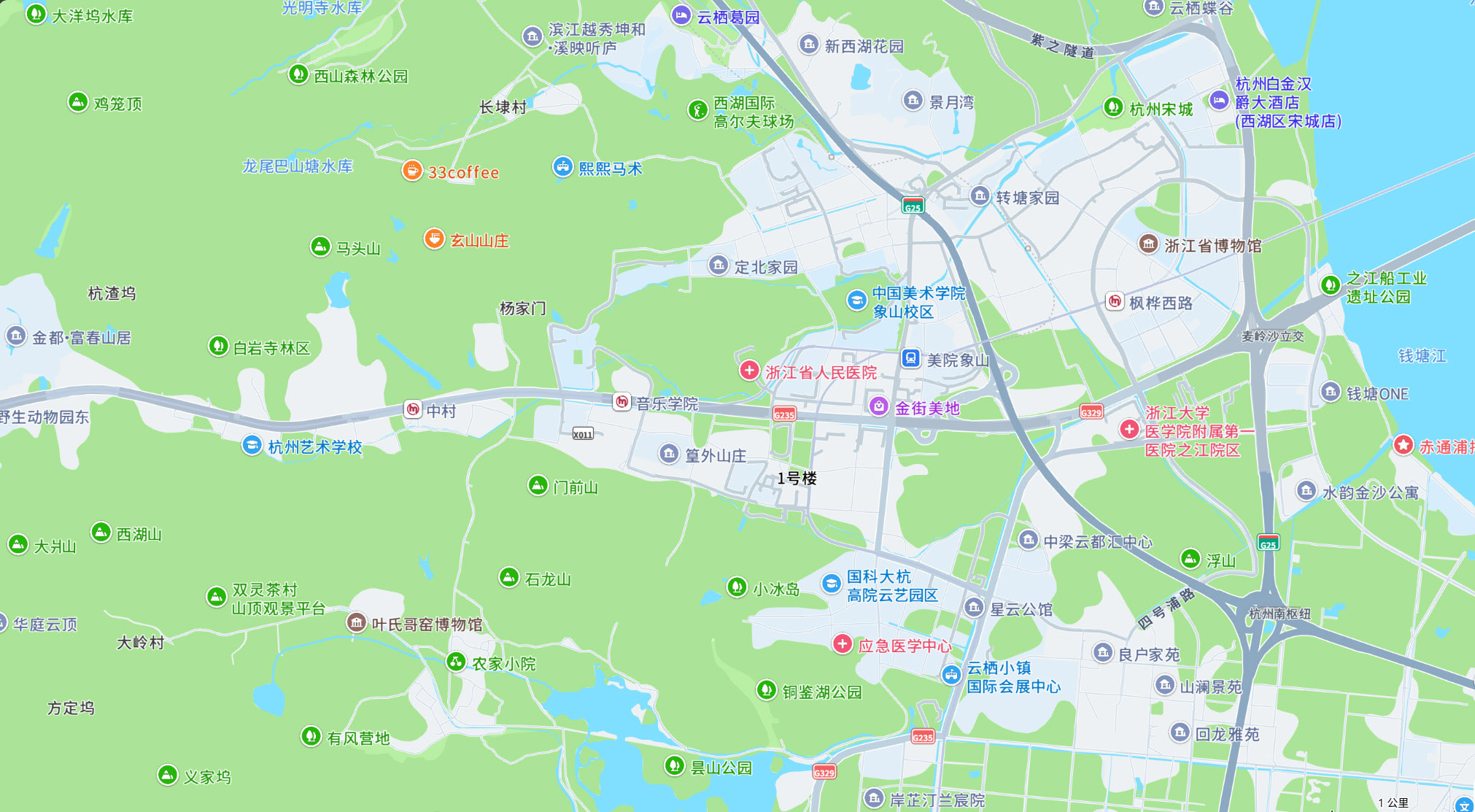 云奇会展位置地图：杭州市西湖区转塘街道之江商务中心1号楼（象山路与鸡山路交叉口西南角，之江转塘片区）